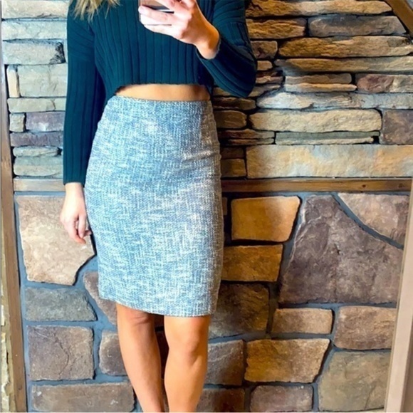 Tory‎ Burch Gray Tweed Pencil Skirt Size 2 - Picture 1 of 12